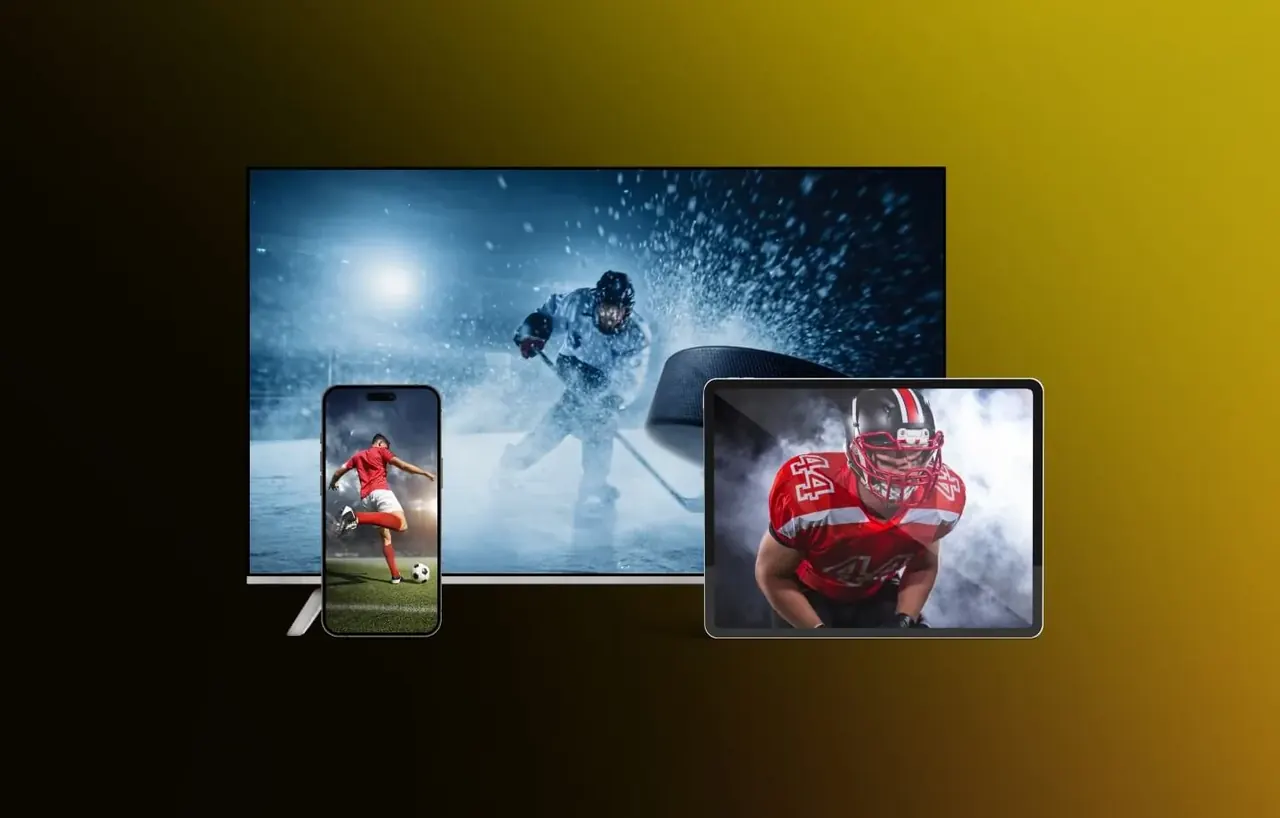 Live sport — football, ice hockey and American football streaming on a TV, phone and tablet
